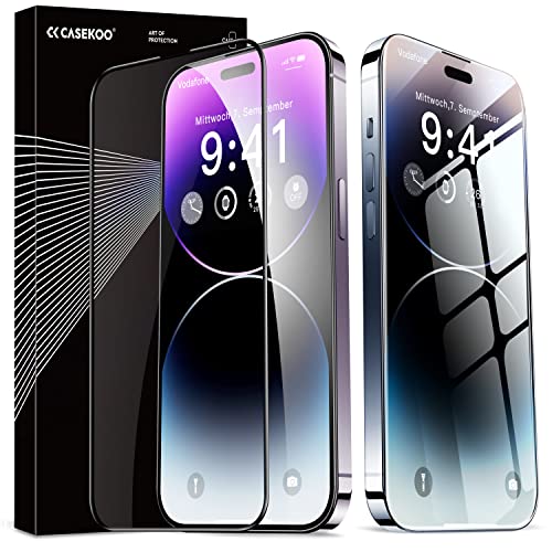 CASEKOO [2024 Neueste] 1A Serie für iPhone 14 Pro Max Schutzglas Full Screen [Nr.1 Kratzfest Bruchsicher] 9H Displayschutz Folie HD Schutzfolie 3D Glas iPhone 14 Pro Max Panzerfolie - 2 Stücke von CASEKOO