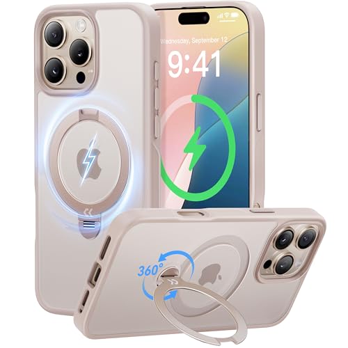 CASEKOO 360° MagicStand (Pro-Version) für iPhone 16 Pro Hülle für MagSafe [Unsichtbarer Ständer] [Militärschutz] Stoßfest Kratzfest Schutzhülle Griffig Case Dünn Handyhülle - Wüstensand von CASEKOO