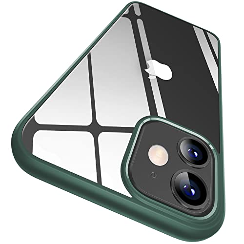 CASEKOO Crystal Clear für iPhone 12 Hülle/iPhone 12 Pro Hülle [Nie Vergilbung] [Unzerstörbarer Militärschutz] Stoßfeste Kratzfeste Schutzhülle Transparent Case Dünne Handyhülle - Alpingrün von CASEKOO