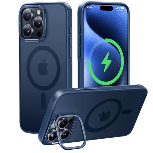 CASEKOO Invisible Stand Speziell für iPhone 16 Pro Hülle mit MagSafe [Titan-Kameraständer] [Top1 Militärschutz & Magnetkraft] Case Dünn Handyhülle Stoßfest Schutzhülle - Blau von CASEKOO