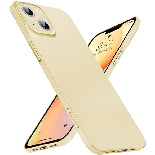 CASEKOO Upgraded Ultra Dünn für iPhone 13 Hülle [Nie Staub anhaftend] [Kameraschutz] Kratzfest Verschleißfest Schutzhülle (Anti-Fingerabdruck) Matt Handyhülle iPhone 13 Case Slim Fit - Cremgelb von CASEKOO