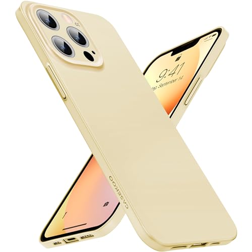 CASEKOO Upgraded Ultra Dünn für iPhone 13 Pro Hülle [Nie Staub anhaftend] [Kameraschutz] Kratzfest Verschleißfest Schutzhülle (Anti-Fingerabdruck) Handyhülle iPhone 13 Pro Case Slim - Cremgelb von CASEKOO