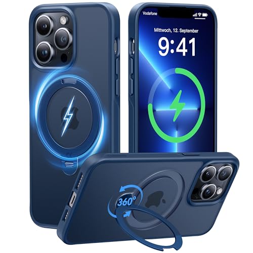 CASEKOO 360° MagicStand (Pro-Version) für iPhone 13 Pro Max Hülle für MagSafe [Unsichtbarer Ständer] [Militärschutz] Stoßfest Kratzfest Schutzhülle Griffig Case Dünn Handyhülle - Blau von CASEKOO
