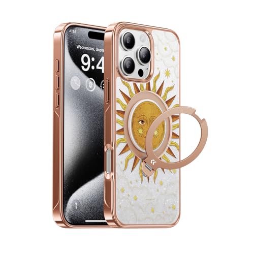CASEKOO X COCORRINA: Helios iPhone CASE 360° MagicStand für iPhone 16 Pro Max Hülle mit MagSafe [Unsichtbarer Ständer] [MIL-STD-810H Militärstandard] Stoßfeste Schutzhülle Transparent - Sonne von CASEKOO