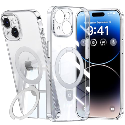 CASEKOO für iPhone 13 Hülle für MagSafe mit Unsichtbarer Ständer, Staubdichte TOP Magnetische Handyhülle [Nie Gelb] Dünne Durchsichtige Stoßfeste Schutzhülle mit Lückenloser Kameraschutz von CASEKOO