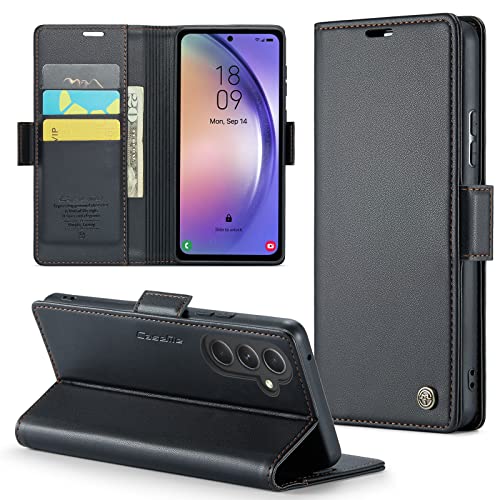 CASEONJAN Handyhülle für Samsung Galaxy A54 5G Hülle, [RFID Schutz] PU Leder Schutzhülle mit Kartenfach, Flip Case Wallet Stoßfeste Hülle für Samsung A54 5G (Schwarz) von CASEONJAN