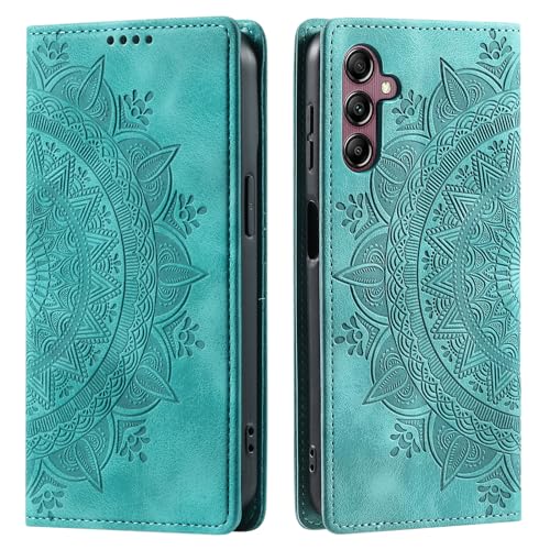 CASEONJAN Handyhülle für Samsung Galaxy A56 5G Hülle, PU Leder Klapphülle [Kartenfach], Flip Wallet Case Handytasche Prägung Schutzhülle für Samsung A56 5G (Magnet Grün) von CASEONJAN