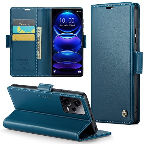 CASEONJAN Handyhülle für Xiaomi Redmi Note 12 Pro 5G / Poco X5 Pro 5G Hülle, [RFID Schutz] Leder Schutzhülle, Flip Case Wallet Stoßfeste Hülle für Redmi Note 12 Pro 5G / Poco X5 Pro 5G (Blau) von CASEONJAN