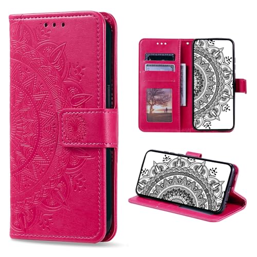 CASEONJAN Handyhülle für Xiaomi Redmi Note 13 Pro Plus 5G Hülle, PU Leder Klapphülle [Kartenfach], Flip Wallet Case Handytasche Prägung Schutzhülle für Redmi Note 13 Pro+ 5G (Rot) von CASEONJAN