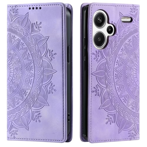 CASEONJAN Handyhülle für Xiaomi Redmi Note 13 Pro Plus 5G Hülle, PU Leder Klapphülle [Kartenfach], Flip Wallet Case Handytasche Prägung Schutzhülle für Redmi Note 13 Pro+ 5G (Vintage Lila) von CASEONJAN
