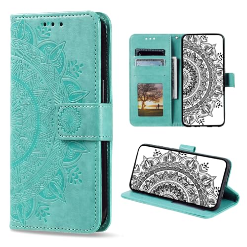 CASEONJAN Handyhülle für iPhone 8 Plus/iPhone 7 Plus Hülle, PU Leder Klapphülle mit [Kartenfach], Flip Case Handytasche Prägung Schutzhülle für iPhone 8 Plus/iPhone 7 Plus (Grün) von CASEONJAN