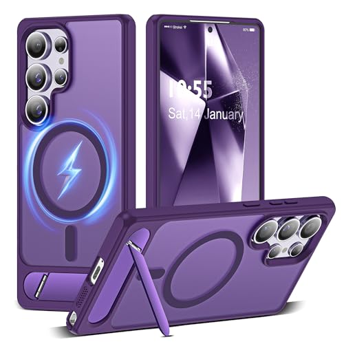 CASEROOKIE Kompatibel mit Samsung Galaxy S24 Ultra Hülle, [integrierter, unsichtbarer Ständer] [Kompatibel mit Mag-Safe] Schutzhülle in Militärqualität für S24 Ultra 6,8 Zoll, Dunkelviolett von CASEROOKIE