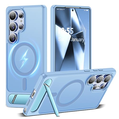 CASEROOKIE Kompatibel mit Samsung Galaxy S24 Ultra Hülle, [integrierter, unsichtbarer Ständer] [Kompatibel mit Mag-Safe] Schutzhülle in Militärqualität für S24 Ultra 6,8 Zoll, Hellblau von CASEROOKIE