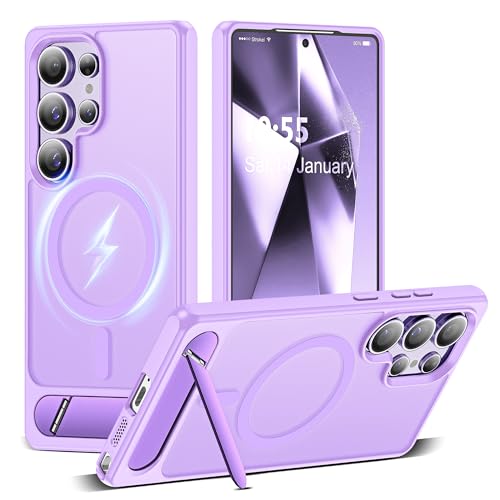 CASEROOKIE Kompatibel mit Samsung Galaxy S24 Ultra Hülle, [integrierter, unsichtbarer Ständer] [Kompatibel mit Mag-Safe] Schutzhülle in Militärqualität für S24 Ultra 6,8 Zoll, Hellviolett von CASEROOKIE