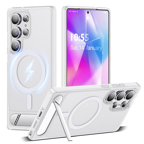 CASEROOKIE Kompatibel mit Samsung Galaxy S24 Ultra Hülle, [integrierter, unsichtbarer Ständer] [Kompatibel mit Mag-Safe] Schutzhülle in Militärqualität für S24 Ultra 6,8 Zoll, durchscheinend von CASEROOKIE