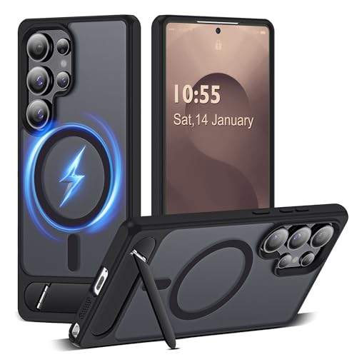 CASEROOKIE Kompatibel mit Samsung Galaxy S25 Ultra Hülle, [integrierter, unsichtbarer Ständer] [Kompatibel mit Mag-Safe] Schutzhülle in Militärqualität für S25 Ultra 17,5 cm (6,9 Zoll), Schwarz von CASEROOKIE