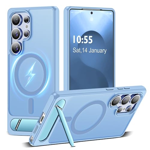 CASEROOKIE Kompatibel mit Samsung Galaxy S25 Ultra Hülle, [integrierter, unsichtbarer Ständer] [Kompatibel mit Mag-Safe] Schutzhülle in Militärqualität für S25 Ultra 6,9 Zoll, Hellblau von CASEROOKIE