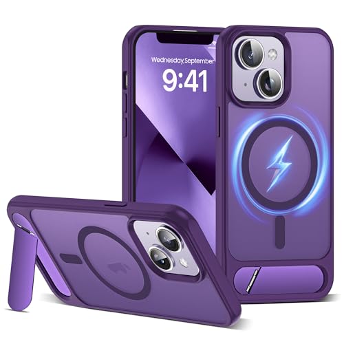 CASEROOKIE Kompatibel mit iPhone 13 Hülle und iPhone 14 Hülle [Kompatibel mit Mag-Safe], verstellbarer Ständer, Fallschutz in Militärqualität, durchscheinende Handyhülle für iPhone 13 und iPhone 14 von CASEROOKIE