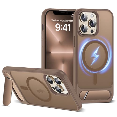 CASEROOKIE Kompatibel mit iPhone 13 Pro Max Hülle, kompatibel mit Mag-Safe, verstellbarer Ständer, Fallschutz in Militärqualität, durchscheinende Handyhülle für iPhone 13 Pro Max, Desert Gold von CASEROOKIE