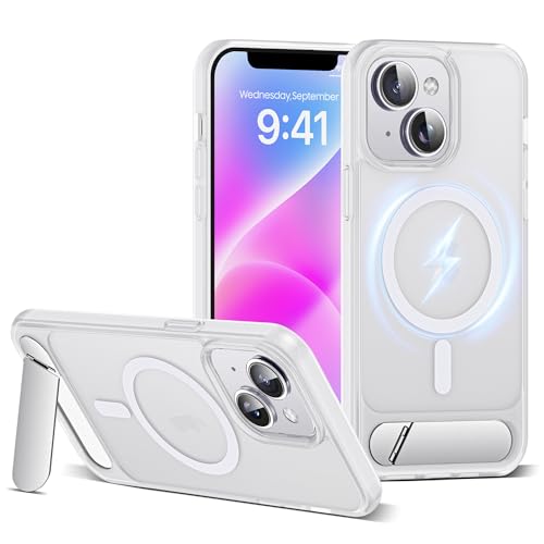 CASEROOKIE Kompatibel mit iPhone 14 Plus Hülle [kompatibel mit Mag-Safe] [verstellbarer Ständer] [Fallschutz in Militärqualität], durchscheinende Handyhülle für iPhone 14 Plus, durchscheinend von CASEROOKIE