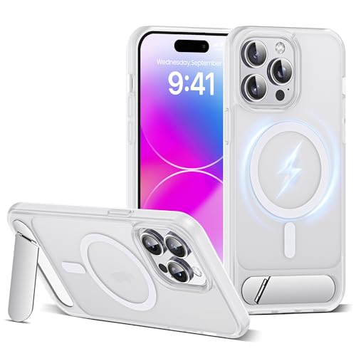 CASEROOKIE Kompatibel mit iPhone 14 Pro Max Hülle [Kompatibel mit Mag-Safe] [Verstellbarer Ständer] [Fallschutz in Militärqualität], durchscheinende Handyhülle für iPhone 14 Pro Max, durchscheinend von CASEROOKIE