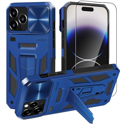 CASESTAR Handyhülle für iPhone 14 Pro Max Hülle, Militär-Grad Stoßfeste Schutzhülle [Standfunktion] Case für iPhone 14 Pro Max Cover mit Schutzfolie, Matte Blau von CASESTAR