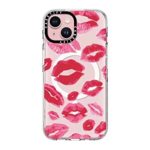 CASETiFY Clear Case für iPhone 15 [Vergilbungsfrei / 2.0 m Fallschutz/Kompatibel mit Magsafe] - Lippenstift Kisses - Klar von CASETiFY