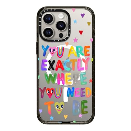 CASETiFY Impact Case for iPhone 15 Pro Max [4X Military Grade Drop Tested / 8ft Drop Protection/Compatible with Magsafe] - Cute Prints - You are exactly where you need to be - Clear Black von CASETiFY