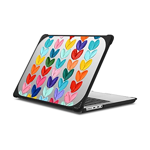 CASETiFY Impact MacBook Pro 16 Zoll (2021/2023) Hülle [Verbessertes Schutzeckdesign/Belüftungsausschnitte/Anti-Rutsch-Griff] – Transparente Punkte Herzen – Transparent Schwarz von CASETiFY