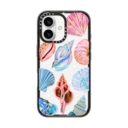 CASETiFY Impact Schutzhülle für iPhone 16, dünn, 2,5 m, 4 x Fallschutz in Militärqualität, kompatibel mit kabellosem Laden, Muschel, transparentes Schwarz CASETiFY Impact Schutzhülle für iPhone 16, dünn, 2,5 m, 4 x Fallschutz in Militärqualität, kompatibel mit kabellosem Laden, Muschel, transparentes Schwarz von CASETiFY