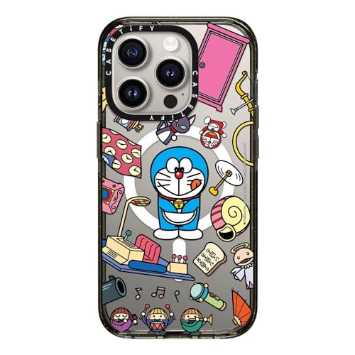 CASETiFY Impact iPhone 15 Pro [Doraemon Co-Lab / 2,5 m Fallschutz/kompatibel mit Magsafe] – Secret Gadgets – Transparent Schwarz von CASETiFY