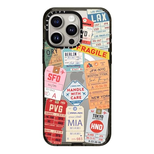 CASETiFY Impact iPhone 15 Pro Max Hülle [4X Falltest in Militärqualität / 2,5 m Fallschutz/kompatibel mit Magsafe] - Aufkleberdruck - AirTags - Clear Black CTF-13250841-16005982 von CASETiFY