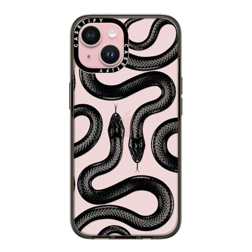 CASETiFY Kompakte Schutzhülle für iPhone 15 [2 x Falltest in Militärqualität, 1,2 m Fallschutz] – Black Kingsnake – Transparentes Schwarz von CASETiFY