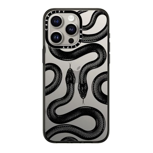 CASETiFY Kompakte Schutzhülle für iPhone 15 Pro Max [2 x Falltest in Militärqualität, 1,2 m Fallschutz] – Black Kingsnake – Transparentes Schwarz von CASETiFY