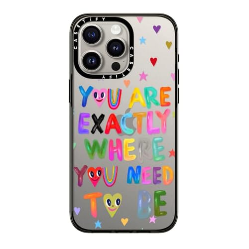 CASETiFY Kompakte Schutzhülle für iPhone 15 Pro Max [2 x Falltest in Militärqualität/1,2 m Fallschutz] – Sie sind genau da, wo Sie sein müssen, transparent schwarz von CASETiFY