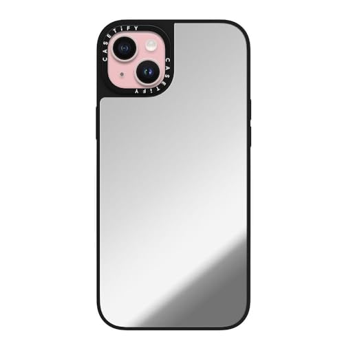 CASETiFY Mirror iPhone 15 Plus Hülle [Reflektierend/1,5 m Fallschutz/Kompatibel mit Magsafe] - Silber auf Schwarz von CASETiFY