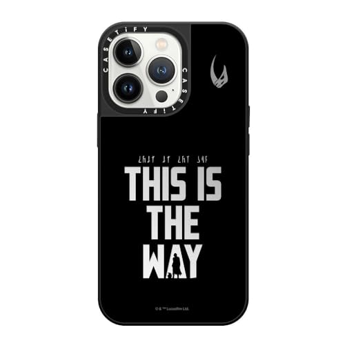 CASETiFY Spiegel iPhone 13 Pro Hülle [Mandalorian Co-Lab / 1.5m Fallschutz/Kompatibel mit Magsafe] - This is The Way - Schwarz - Silber auf Schwarz von CASETiFY