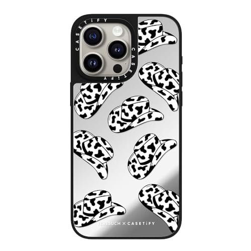 CASETiFY Spiegel iPhone 15 Pro Max Hülle [Reflektierend/1,5m Fallschutz/Kompatibel mit Magsafe] - The Cowgirl - Silber auf Schwarz von CASETiFY