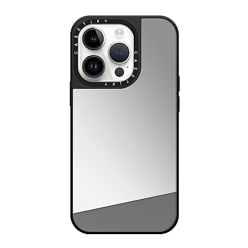 CASETiFY Mirror iPhone 14 Pro Hülle [Reflektierend/1,5 m Fallschutz/Kompatibel mit Magsafe] - Silber auf Schwarz von CASETiFY