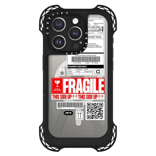 CASETiFY Ultra Bounce PP-0008 Schutzhülle für iPhone 15 Pro [10 x Falltest in Militärqualität, 10 m Fallschutz/kompatibel mit Magsafe] – Transparentes Schwarz von CASETiFY