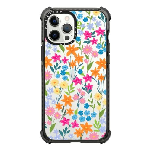 CASETiFY Ultra Impact Schutzhülle für iPhone 12 Pro Max, 3 m Fallschutz, helle Frühlingsblumen, transparentes Schwarz von CASETiFY