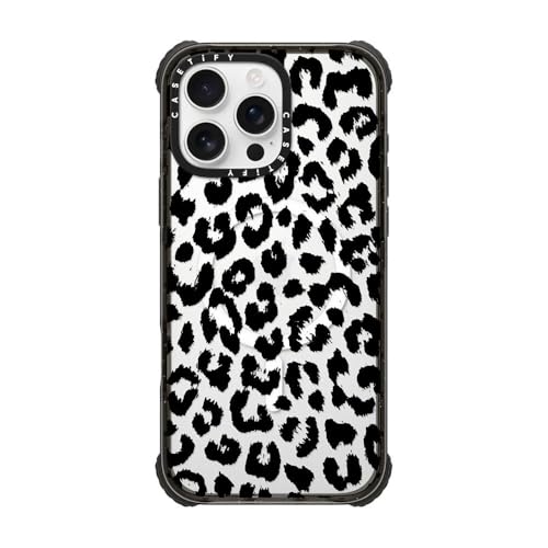CASETiFY Ultra Impact Schutzhülle für iPhone 16 Pro Max [stark schlank/3,5 m 5X Fallschutz in Militärqualität/kompatibel mit Magsafe] – Schwarz Transparenter Leopardenmuster – Klares Schwarz von CASETiFY