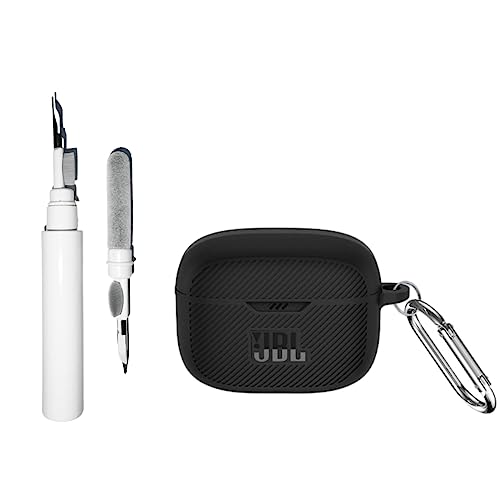 [3 in 1] Weiche Silikonhülle kompatibel mit JBL Tune 130NC TWS mit Schlüsselanhänger, schützende tragbare Kratzerstoßabdeckung für JBL 130NC mit Reinigungsset von CASEVERSE