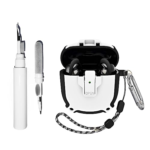 [4-in-1] Schutzhülle für Bose QuietComfort Earbuds II/QuietComfort Ultra mit Schlüsselanhänger, militärische Rüstung, sicherer Verschlussclip, LED, sichtbare, stoßfeste Abdeckung mit Reinigungsset von CASEVERSE