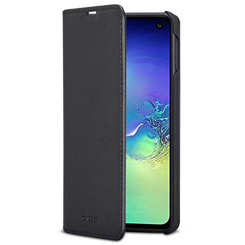 CASEZA Galaxy S10e Flip Case Schwarz Oslo Ultra Schlanke PU Leder Hülle Ledertasche Lederhülle für Original Samsung Galaxy S 10 e (5,8 Zoll) - Edles Kunstleder Cover mit Magnetverschluss von CASEZA