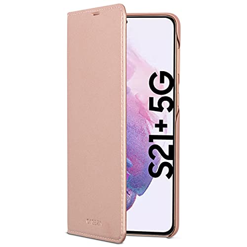 CASEZA Galaxy S21 Plus Flip Case Rose Gold Oslo Ultra Schlanke PU Leder Hülle Ledertasche Lederhülle für das Original Samsung Galaxy S 21+ 5G - Edles Kunstleder Cover mit Magnetverschluss von CASEZA