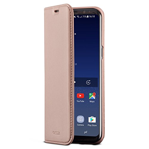 CASEZA Galaxy S8 Flip Case Rose Gold Oslo Ultra Schlanke PU Leder Hülle Ledertasche Lederhülle für das Original Samsung Galaxy S8 (5,8 Zoll) - Edles Kunstleder Cover mit Magnetverschluss von CASEZA