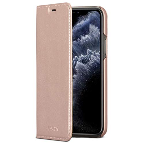 CASEZA iPhone 11 Pro Flip Case Rose Gold Oslo Ultra Schlanke PU Leder Hülle Ledertasche Lederhülle für das Original iPhone 11 Pro (5,8 Zoll) - Edles Kunstleder Cover mit Magnetverschluss von CASEZA