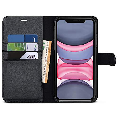 CASEZA iPhone 11 Pro Hülle Kunstleder 2 in 1 Lederhülle Case Schwarz Zurich 2" Luxus PU Ledertasche Flip Cover Leder Tasche für iPhone 11 Pro (5,8 Zoll) - Kabelloses Laden Qi mit Case möglich von CASEZA