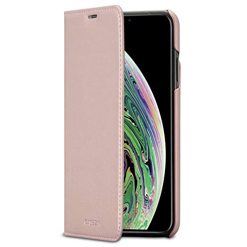 CASEZA iPhone XS Max Flip Case Rose Gold Oslo Ultra Schlanke PU Leder Hülle Ledertasche Lederhülle für Original iPhone XS Max/iPhone 10S Max (6.5 Zoll) - Kunstleder Cover mit Magnetverschluss von CASEZA